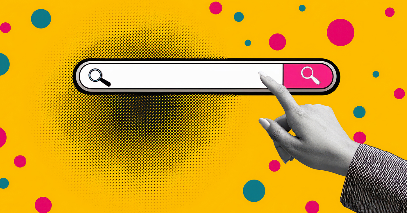 Mano che indica la ricerca su Google 
